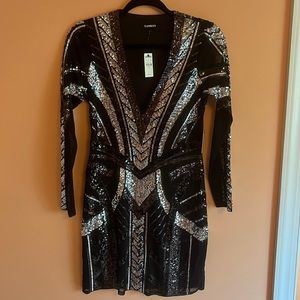 NWT Sequin Long Sleeve Mini Dress from Express